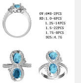 Sterling Silver Semi Mount Ring Setting Oval OV 8X6mm - Syzjewelry